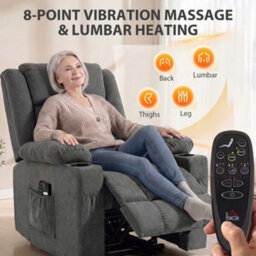 Homcom Dual Motor Recliner Chair Power Lift Chair W/ Massage Heat, Dark Grey - thumbnail 5
