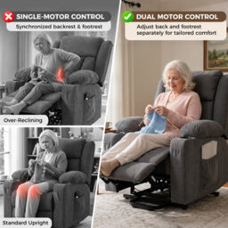 Homcom Dual Motor Recliner Chair Power Lift Chair W/ Massage Heat, Dark Grey - thumbnail 6
