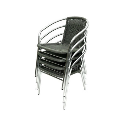 Pack Of 4 Chairs-Grey Wicker Rattan Chairs, Grey Rattan Garden Chairs - image 1