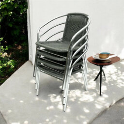 Pack Of 4 Chairs-Grey Wicker Rattan Chairs, Grey Rattan Garden Chairs - thumbnail 4