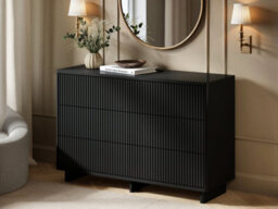 Solace+Co Velmor 2 Piece Ribbed Chest Of Drawers Set, Black - thumbnail 4