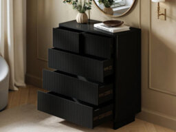 Solace+Co Velmor 2 Piece Ribbed Chest Of Drawers Set, Black - thumbnail 3