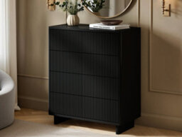 Solace+Co Velmor 2 Piece Ribbed Chest Of Drawers Set, Black - thumbnail 2