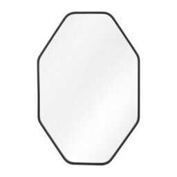 Living And Home Black Octagon Aluminium Alloy Bathroom Mirror Hd Glass With Towel Bar Wall Vanity Mirror 50X70Cm