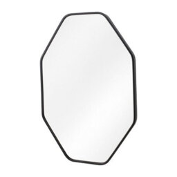 Living And Home Black Octagon Aluminium Alloy Bathroom Mirror Hd Glass With Towel Bar Wall Vanity Mirror 50X70Cm - thumbnail 2