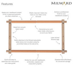 Milward Rotating Tapestry Frame - Beech Wood 45.7X30.5Cm Clip-On Frame For Needlecraft & Embroidery - thumbnail 4