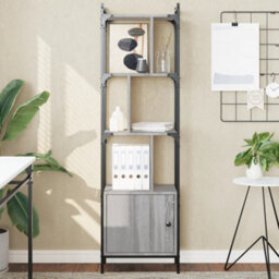 Walplus Bookcase With Door Grey Sonoma 44.5X30X154.5 Cm Engineered Wood