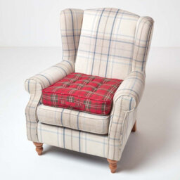 Homescapes Edward Tartan Cotton Armchair Booster Cushion - thumbnail 6