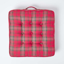 Homescapes Edward Tartan Cotton Armchair Booster Cushion - thumbnail 3