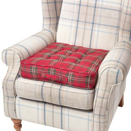 Homescapes Edward Tartan Cotton Armchair Booster Cushion - thumbnail 1