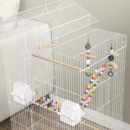 Pawhut Bird Cage For Budgies, Finches, Canaries W/ Toys, Tray, White - thumbnail 8