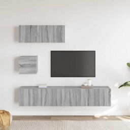 Berkfield Modern 4 Piece Tv Cabinet Set Grey Sonoma Engineered Wood - thumbnail 3