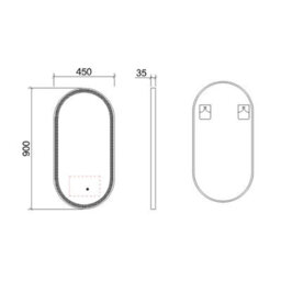 Royal Bathrooms Elite 450 X 900mm Brushed Brass Led Framed Capsule Bathroom Led Mirror With Demister Pad Anti-Fog - thumbnail 5
