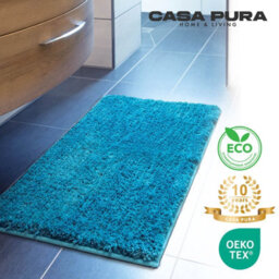 Floordirekt Sky Microfibre Bath Mat Soft 30mm Pile Non Slip Washable Bathroom Rug Petrol 95 X 95 X 3.3 Cm - thumbnail 3