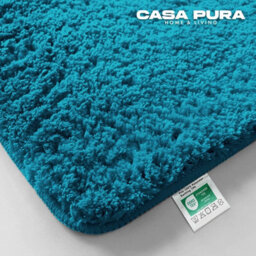 Floordirekt Sky Microfibre Bath Mat Soft 30mm Pile Non Slip Washable Bathroom Rug Petrol 95 X 95 X 3.3 Cm - thumbnail 2