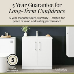 Balterley Modern Bathroom 2 Soft-Close Door Floor Standing Vanity Unit With Mid-Edge Basin, Gloss White, 800 mm - thumbnail 6