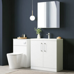 Balterley Modern Bathroom 2 Soft-Close Door Floor Standing Vanity Unit With Mid-Edge Basin, Gloss White, 800 mm - thumbnail 3