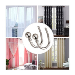 Oxford Homeware Satin Brushed Silver Effect Curtain Hold Back With Metal Ball Finials Heavy Duty Durable Wall Tie Backs Pair - thumbnail 7