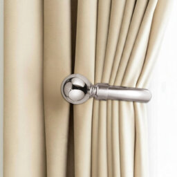 Oxford Homeware Satin Brushed Silver Effect Curtain Hold Back With Metal Ball Finials Heavy Duty Durable Wall Tie Backs Pair - thumbnail 5