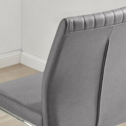 Furniturebox Uk Lorenzo 2X Elephant Grey Faux Leather & Silver Counter Stools - thumbnail 7