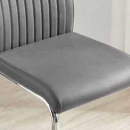Furniturebox Uk Lorenzo 2X Elephant Grey Faux Leather & Silver Counter Stools - thumbnail 6