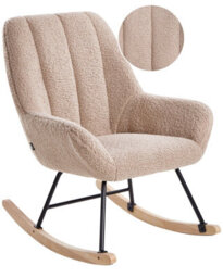 Wyld And Coco Beige Boucle Rocking Chair With Black Metal And Rubberwood Legs, W67 X D81 X H90Cm - thumbnail 3