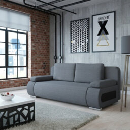 Emma 3 Seater Sofa Bed With Storage Upholstered Back Pillows 200Cm Sleeping Area 200 143Cm Grey And Light Grey - thumbnail 2
