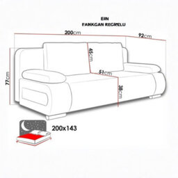 Emma 3 Seater Sofa Bed With Storage Upholstered Back Pillows 200Cm Sleeping Area 200 143Cm Grey And Light Grey - thumbnail 5