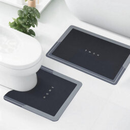 Taylor & Brown 2 Piece Non Slip Grey Bath & Toilet Mat Set Water Absorbent, Quick Drying, Hygienic Bathroom Floor Mats - thumbnail 4