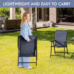 Yaheetech Navy Blue Set Of 4 Outdoor Texteline Folding Dining Chairs With Backrest And Armrests - thumbnail 8