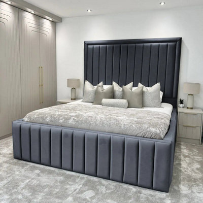 UKBEDFURNITURE Hampton Plush Velvet Upholstered Bed Frame Only - Blackboard - image 1