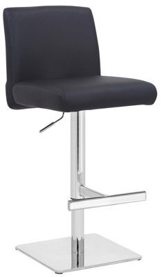 Lamboro Snella Deluxe Breakfast Bar Stool, Height Adjustable Swivel Gas Lift, Home Bar & Kitchen Real Leather Barstool, Black - image 1
