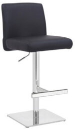 Lamboro Snella Deluxe Breakfast Bar Stool, Height Adjustable Swivel Gas Lift, Home Bar & Kitchen Real Leather Barstool, Black - thumbnail 1