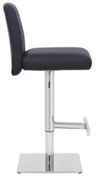 Lamboro Snella Deluxe Breakfast Bar Stool, Height Adjustable Swivel Gas Lift, Home Bar & Kitchen Real Leather Barstool, Black - thumbnail 2