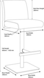 Lamboro Snella Deluxe Breakfast Bar Stool, Height Adjustable Swivel Gas Lift, Home Bar & Kitchen Real Leather Barstool, Black - thumbnail 7