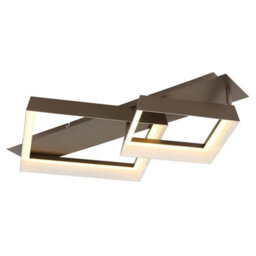 Luminosa Lighting Luminosa Syrakus Twin Square Semi Flush Ceiling Light Matt Coffee Led 3000K