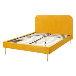 Beliani Bed Velvet Flayat 140 X 200 Cm (Eu Double) Yellow - thumbnail 6