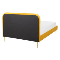 Beliani Bed Velvet Flayat 140 X 200 Cm (Eu Double) Yellow - thumbnail 5