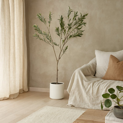 Wyld Haus 180Cm Mediterranean Artificial Olive Tree In White Pot - Tall Indoor Faux Plant - image 1