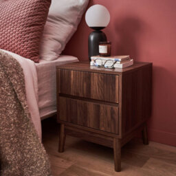 Sweeek - Grooved Bedside Table With Wood Effect Linear Dark Wood Colour 40X39X48 Cm - thumbnail 7