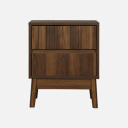 Sweeek - Grooved Bedside Table With Wood Effect Linear Dark Wood Colour 40X39X48 Cm - thumbnail 2