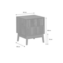 Sweeek - Grooved Bedside Table With Wood Effect Linear Dark Wood Colour 40X39X48 Cm - thumbnail 8