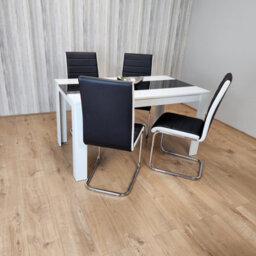 Kosy Koala Dining Table Set White And Black Table With 4 White And Black Faux Leather Dining Chairs - thumbnail 2
