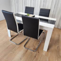 Kosy Koala Dining Table Set White And Black Table With 4 White And Black Faux Leather Dining Chairs - thumbnail 5