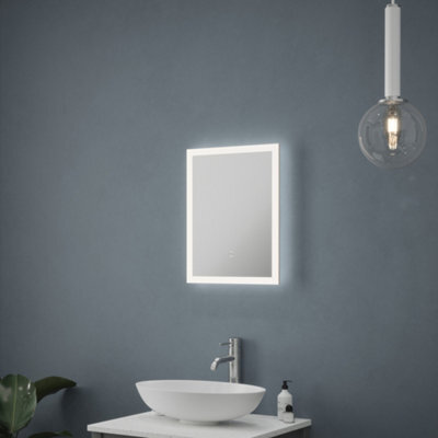 FNX Bathrooms Malmo Led Bathroom Mirror With Shaver Socket & Demister Pad - 390X500mm, Ip44, Natural White 4000K - image 1