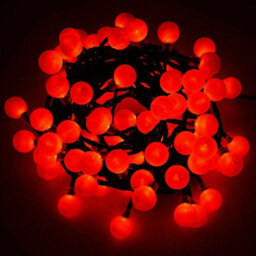 Geezy 200 Led Red Berry Christmas String Lights Battery Powered Fairy Lights With Timer & 8 Modes