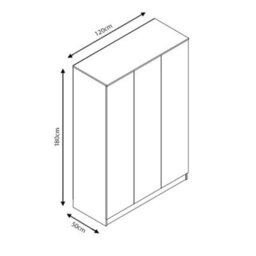 FWSTYLE Stora 3 Door Triple Wardrobe Large High Gloss Grey - thumbnail 8
