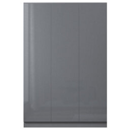 FWSTYLE Stora 3 Door Triple Wardrobe Large High Gloss Grey - thumbnail 6