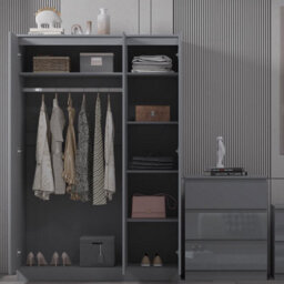 FWSTYLE Stora 3 Door Triple Wardrobe Large High Gloss Grey - thumbnail 4