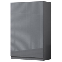 FWSTYLE Stora 3 Door Triple Wardrobe Large High Gloss Grey - thumbnail 5